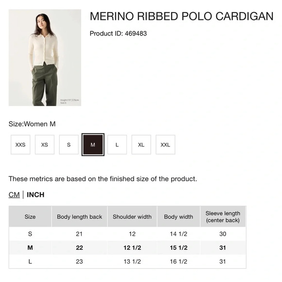 UNIQLO Cream Merino Wool Polo Cardigan Size M - Picture 12 of 14